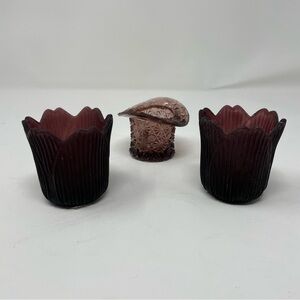 Source Unknown Deep Purple Candle Holders Set